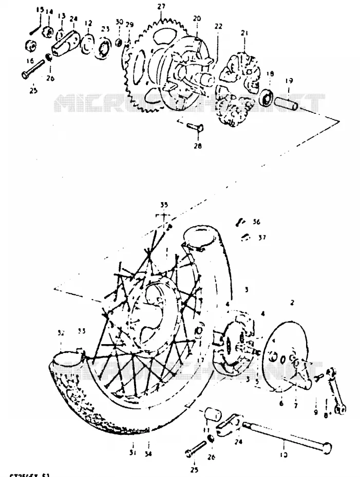 ACHTERWIEL (GT250N, X) Suzuki MOTO 250 GT 1992  GT250N(N/X)
