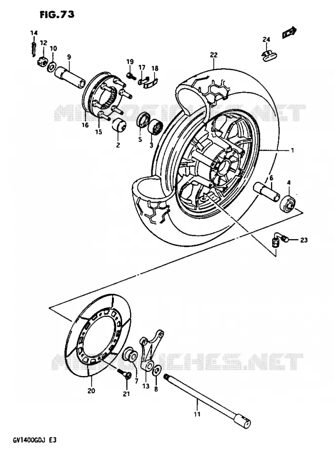 ACHTERWIEL GV1400GDG F.NO.103765-/GCG/MODELE H/J Suzuki MOTO 1400 CAVALCADE 1987  GV1400GTH(G/H/J)