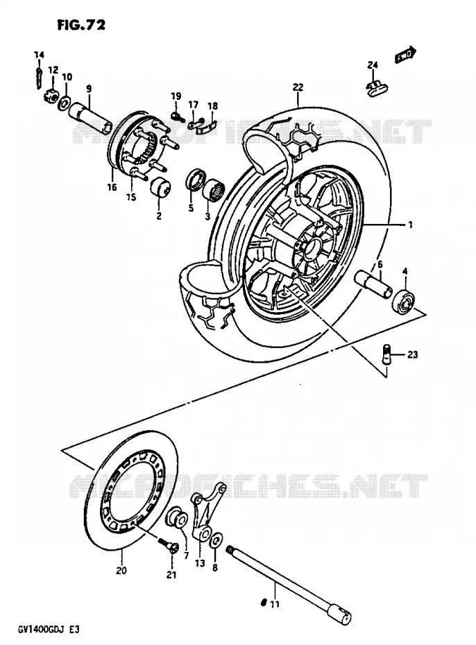 ACHTERWIEL GV1400GDG/GTG -F.NO.103764 Suzuki MOTO 1400 CAVALCADE 1987  GV1400GDH(G/H/J)