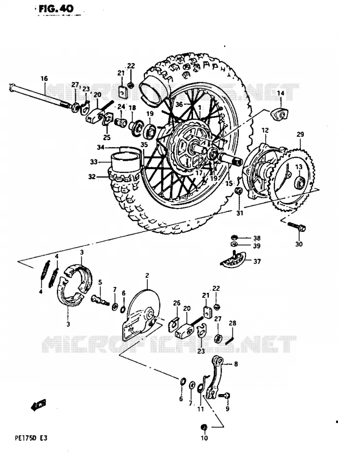 ACHTERWIEL MODEL D Suzuki MOTO 175 PE 1983  PE175D(Z/D)