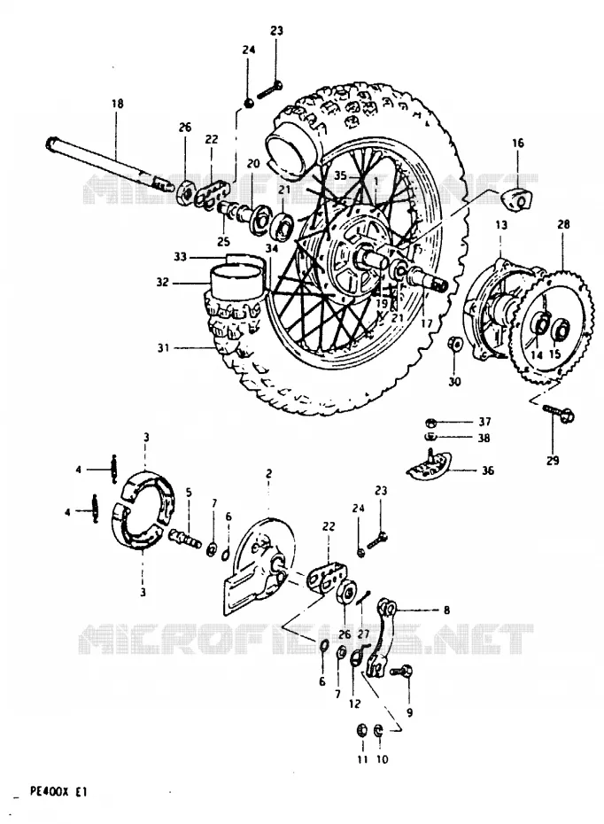 ACHTERWIEL Suzuki MOTO 400 PE 1999  PE400X(T/X)