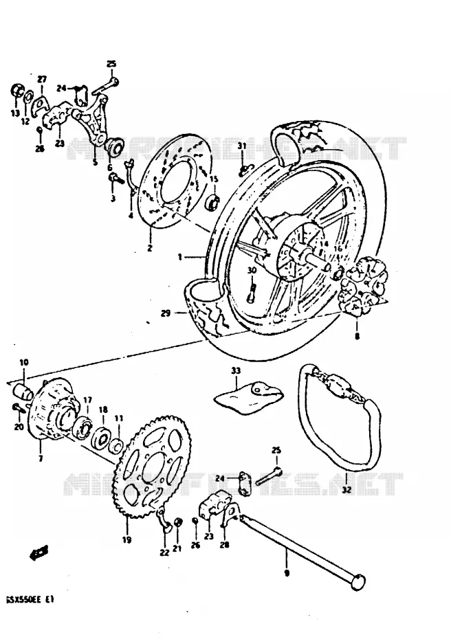 ACHTERWIEL Suzuki MOTO 550 GSX-E 1984  GSX550EFE(E1)