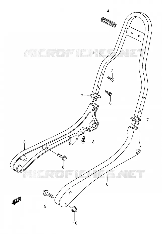 BACKREST (MODELE V/W/X/Y/K1/K2/K3) Suzuki MOTO 650 SAVAGE 2001  LS650PK1(E2)