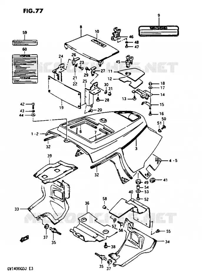 BOVENSTE KUIP MODEL H/J Suzuki MOTO 1400 CAVALCADE 1987  GV1400GTH(G/H/J)
