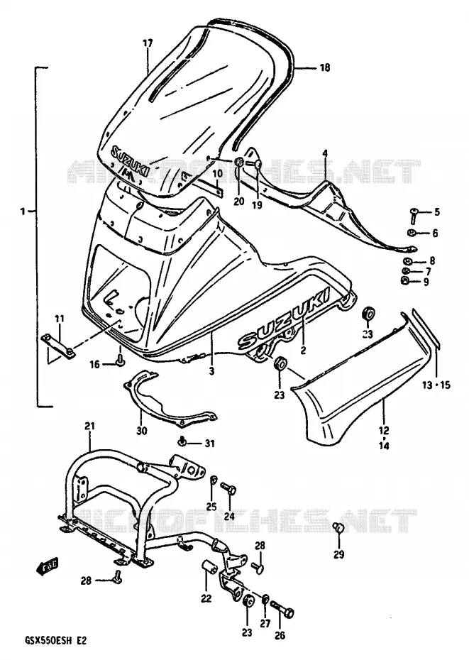 FRONT KUIP (GSX550ESG) Suzuki MOTO 550 GSX-E 1986  GSX550EFG(F/G/H)