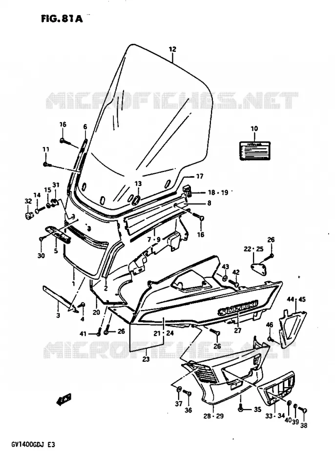 FRONT KUIP MODEL J Suzuki MOTO 1400 CAVALCADE 1987  GV1400GTH(G/H/J)
