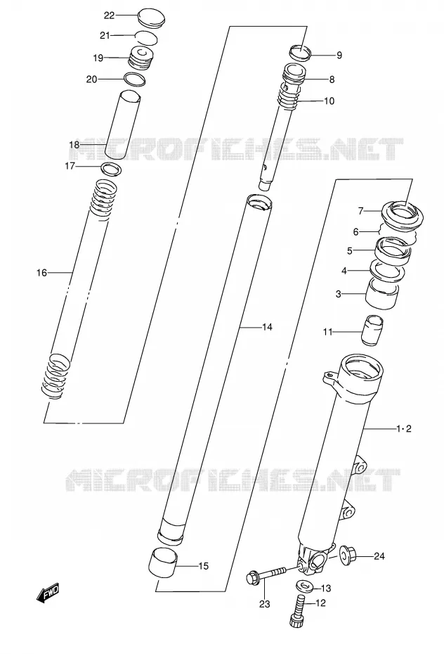 FRONT SCHOKDEMPER (MODELE J) Suzuki MOTO 600 GSX-F 1991  GSX600FM(E2)