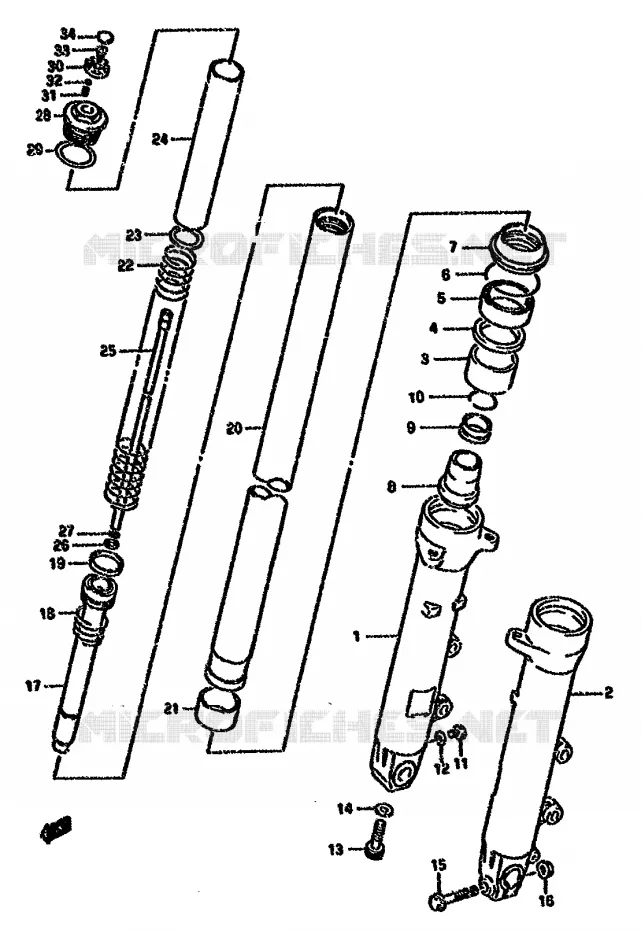 FRONT SCHOKDEMPER (MODELE K/L/M/N/P/R) Suzuki MOTO 750 GSX-F 1991  GSX750FM(K-T)