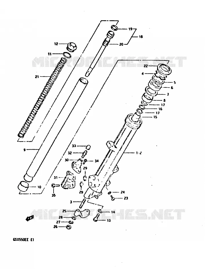 FRONT SCHOKDEMPER Suzuki MOTO 550 GSX-E 1984  GSX550EFE(E1)