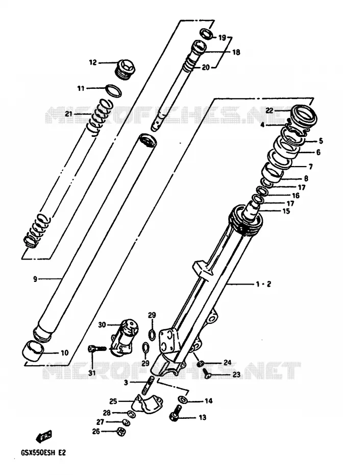 FRONT SCHOKDEMPER Suzuki MOTO 550 GSX-E 1987  GSX550EFH(F/G/H)