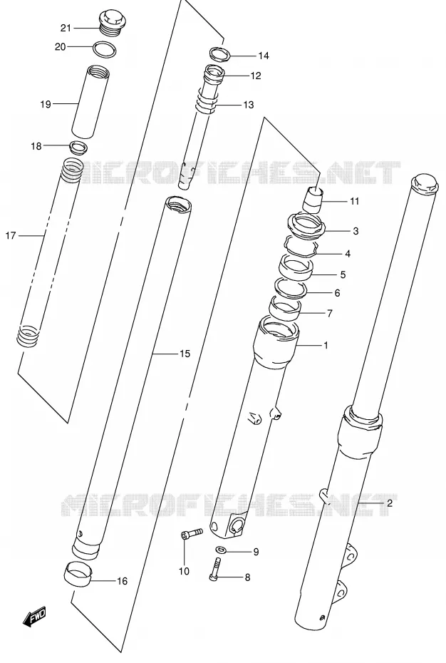 FRONT SCHOKDEMPER Suzuki MOTO 650 BOULEVARD 2004  LS650PK4(E3/E28)