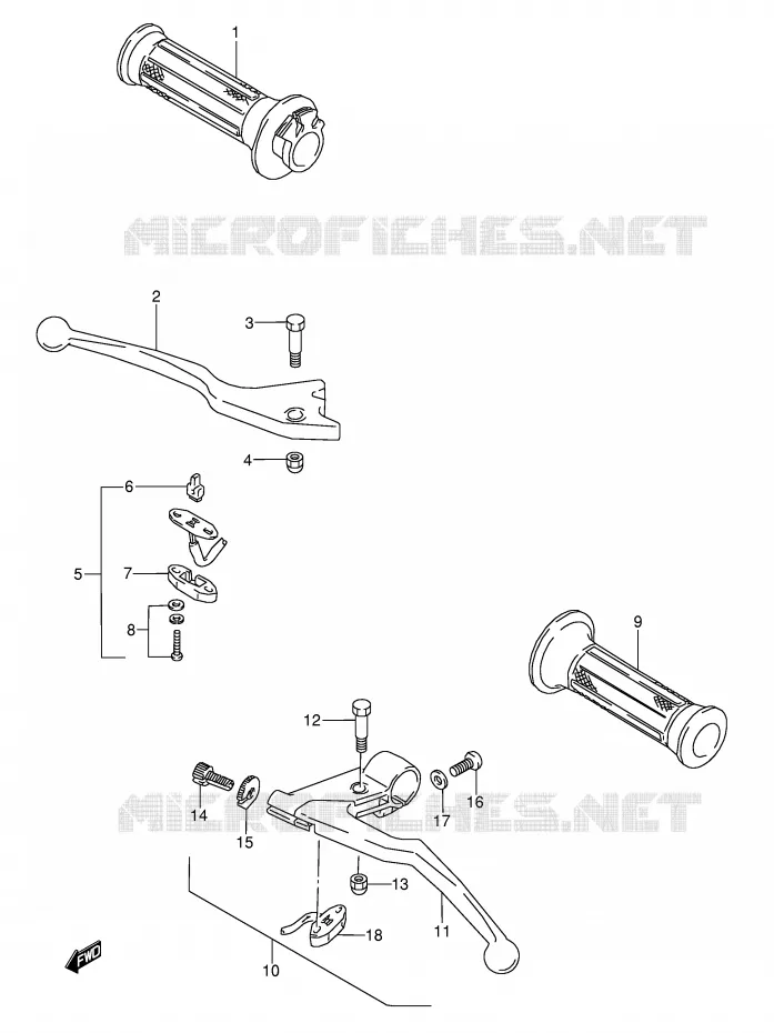 HANDGRIPS - LEVERS (MODELE J) Suzuki MOTO 600 GSX-F 1989  GSX600FUK(E2)