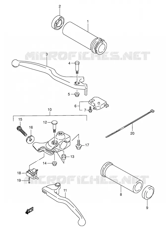 HANDGRIPS - LEVERS Suzuki MOTO 650 BOULEVARD 2002  LS650PK2(E3/E28)