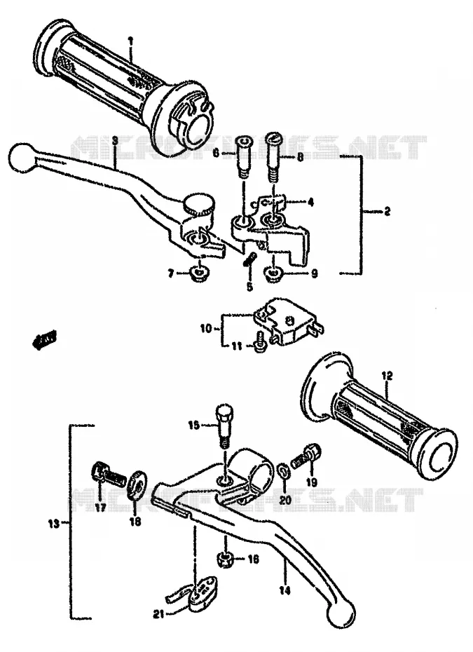 HANDGRIPS - LEVERS Suzuki MOTO 750 GSX-F 1990  GSX750FSKL(K-T)