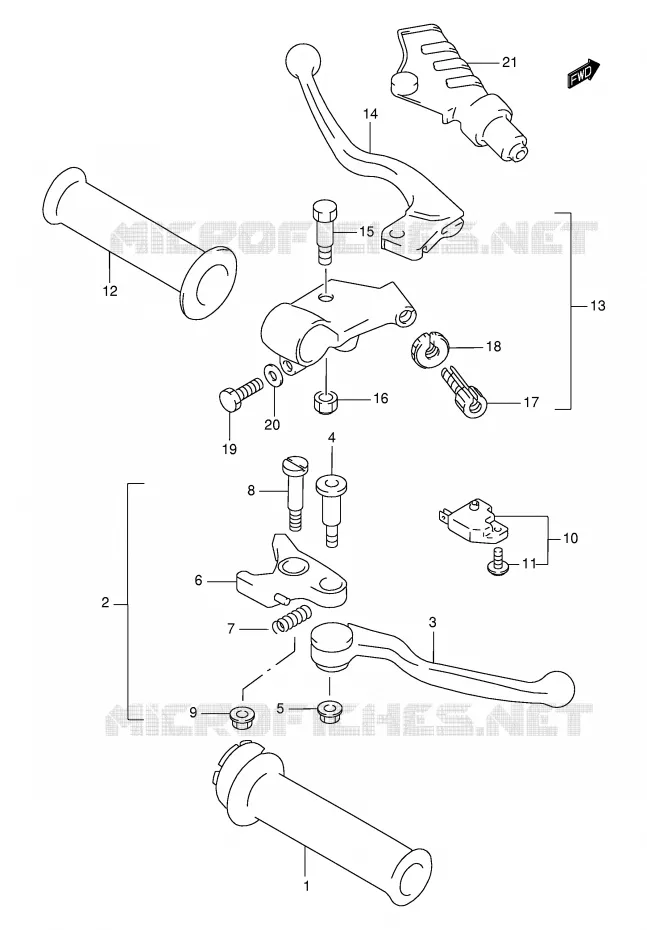 HANDGRIPS - LEVERS Suzuki MOTO 750 GSX-F 2000  GSX750FY(E2)