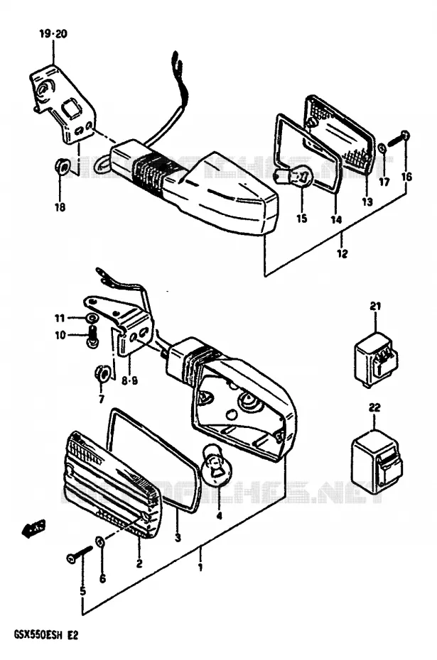 INDICATOREN (E18,E21,E22,E25,E26) Suzuki MOTO 550 GSX-E 1985  GSX550ESF(F/G/H)