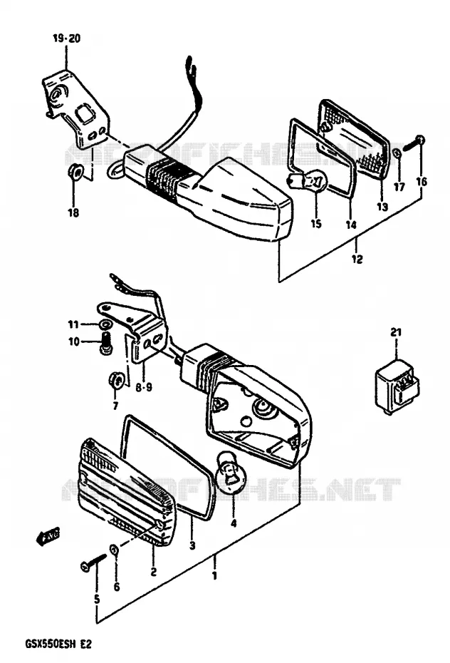 INDICATOREN (E1,E4,E6,E24,E34,E53) Suzuki MOTO 550 GSX-E 1987  GSX550ESH(F/G/H)