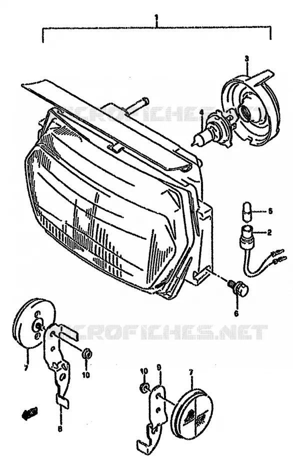 KOPLAMP (MODELE S) Suzuki MOTO 750 GSX-F 1991  GSX750FM(K-T)
