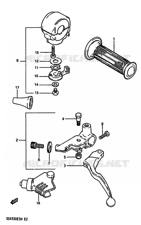 LINKER HANDGREEP Suzuki MOTO 550 GSX-E 1985  GSX550ESF(F/G/H)