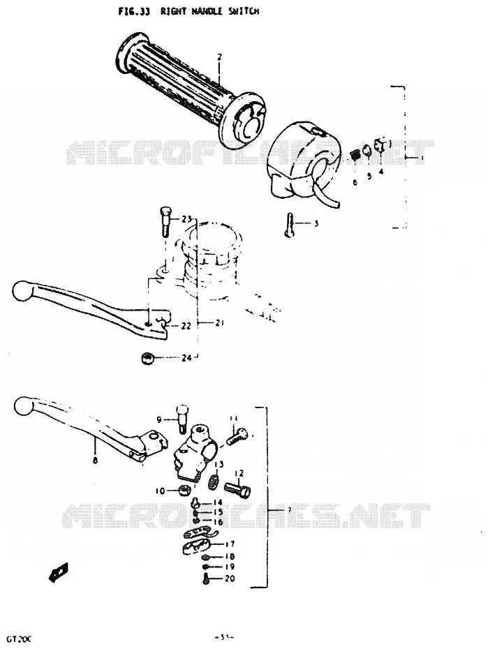 RIGHT SWITCH - HANDGREEP Suzuki MOTO 200 GT 1992  GT200N(N)