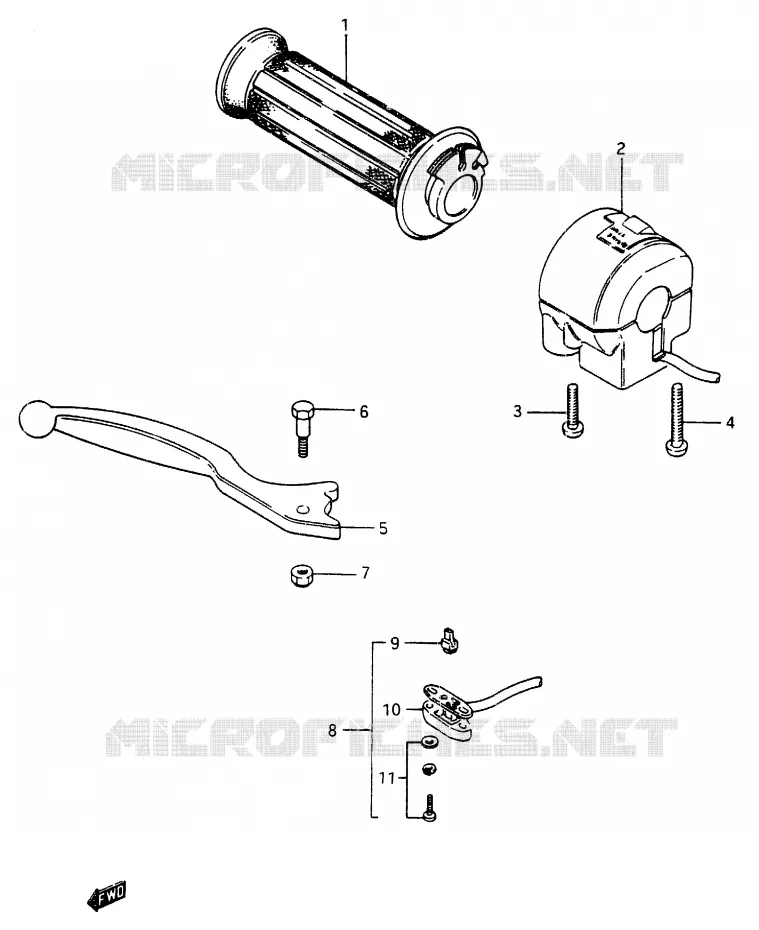 RIGHT SWITCH - HANDGREEP Suzuki MOTO 750 GSX-E 1985  GSX750EFF(F)