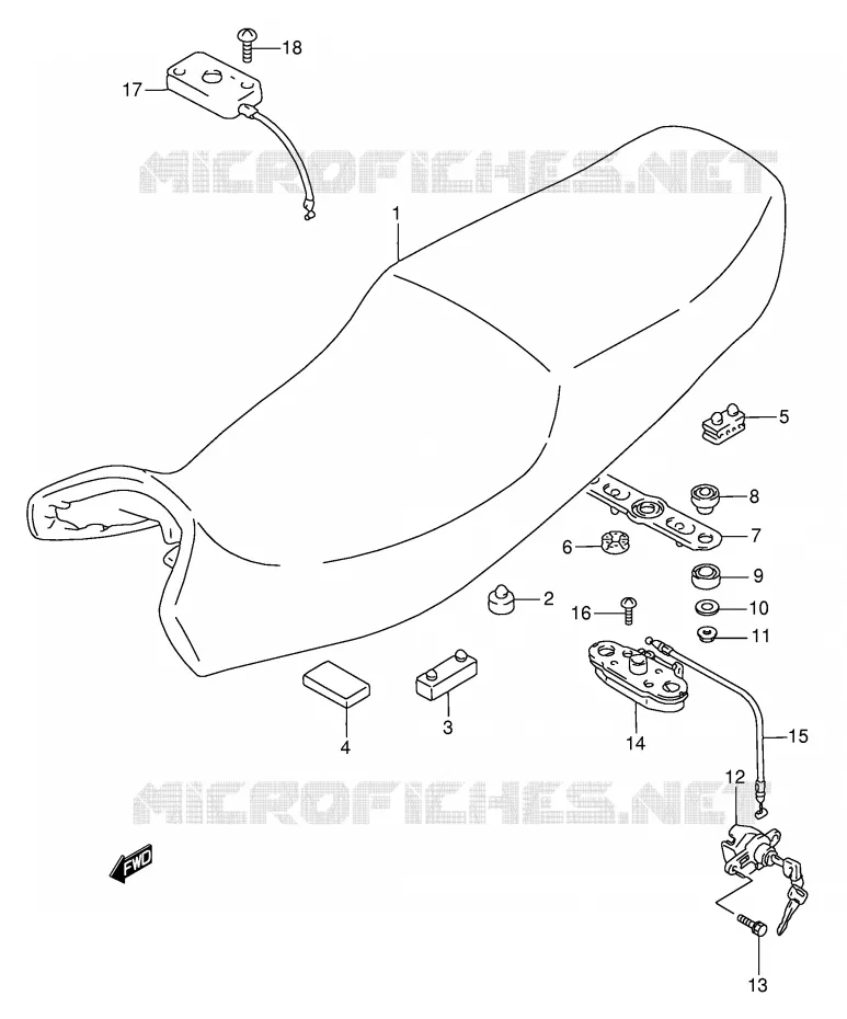 SEAT (MODELE K/L/M/N/P/R) Suzuki MOTO 750 GSX-F 1996  GSX750FT(E2)