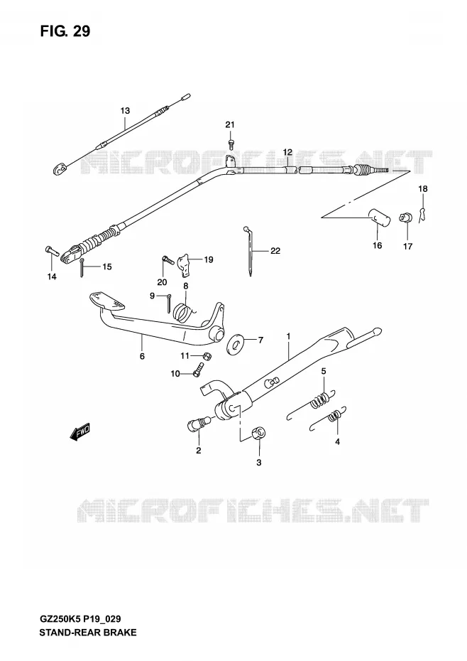 STAND - ACHTER REMPEDAAL Suzuki MOTO 250 MARAUDER 2005  GZ250K5(P19)