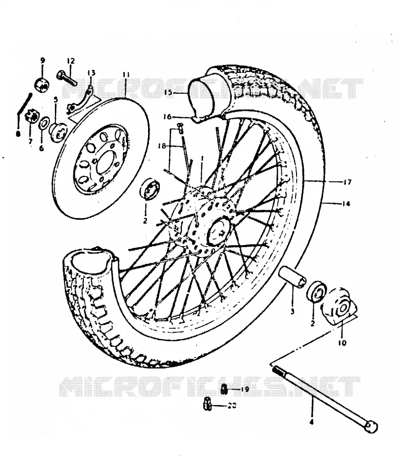 VOORWIEL (GT250N, X) Suzuki MOTO 250 GT 1992  GT250EN(N/X)