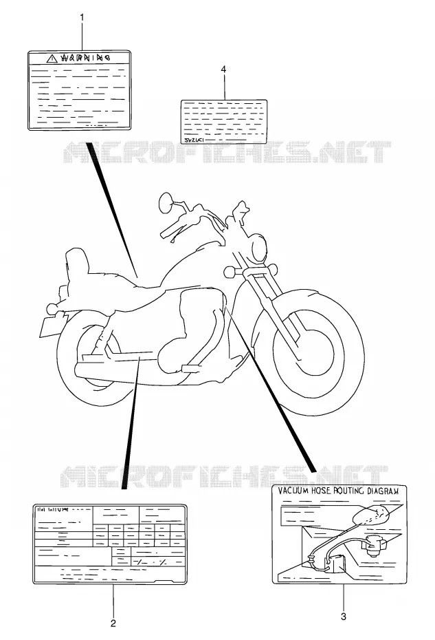 WAARSCHUWINGSLABEL Suzuki MOTO 650 BOULEVARD 2002  LS650PK2(E3/E28)