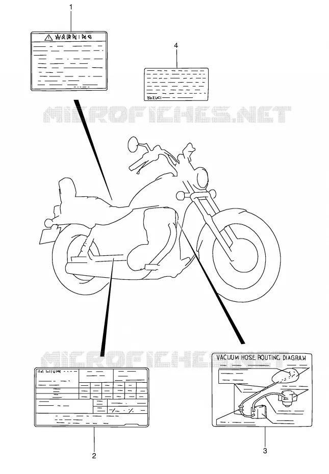 WAARSCHUWINGSLABEL Suzuki MOTO 650 BOULEVARD 2005  LS650K5(E3/E28)