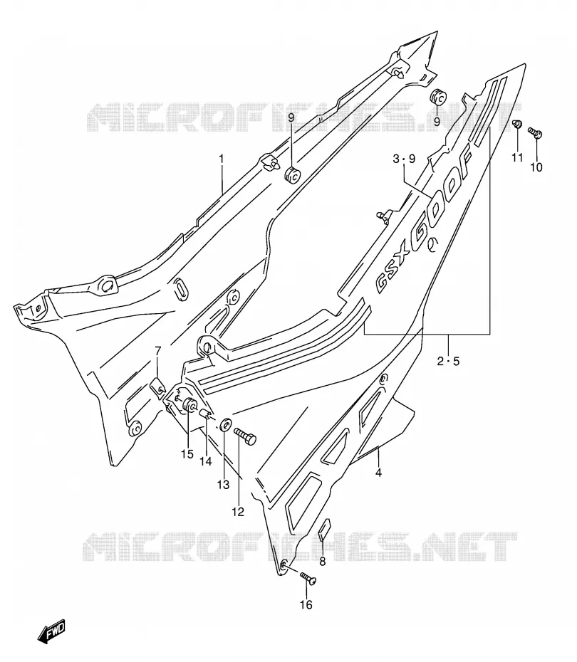 ACHTER KUIP  (MODELE J) Suzuki MOTO 600 GSX-F 1992  GSX600FUN(E2)