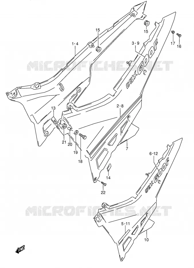 ACHTER KUIP  (MODELE K) Suzuki MOTO 600 GSX-F 1995  GSX600FS(E2)