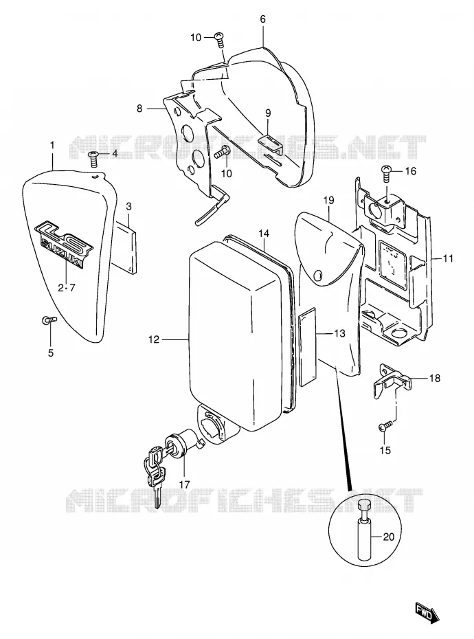 ACHTER KUIP  (MODELE K2/K3) Suzuki MOTO 650 BOULEVARD 1999  LS650PX(E3/E28)
