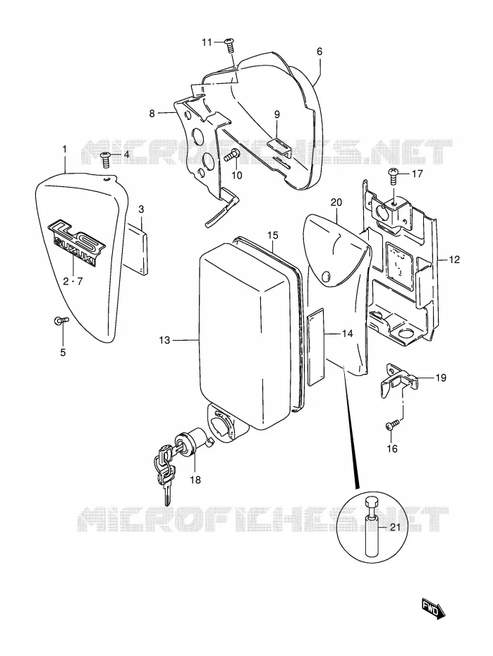 ACHTER KUIP  (MODELE K2/K3) Suzuki MOTO 650 SAVAGE 2000  LS650PY(E2)