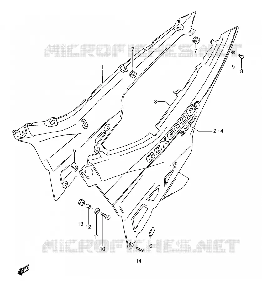 ACHTER KUIP  (MODELE L) Suzuki MOTO 600 GSX-F 1993  GSX600FP(E2)