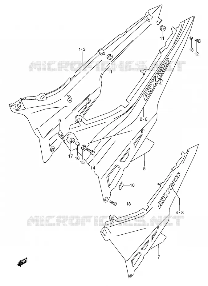 ACHTER KUIP  (MODELE M) Suzuki MOTO 600 GSX-F 1995  GSX600FU2S(E2)