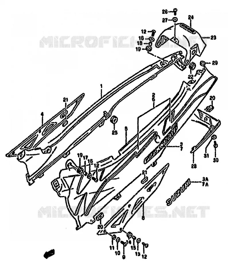 ACHTER KUIP  (MODELE N) Suzuki MOTO 750 GSX-F 1991  GSX750FM(K-T)