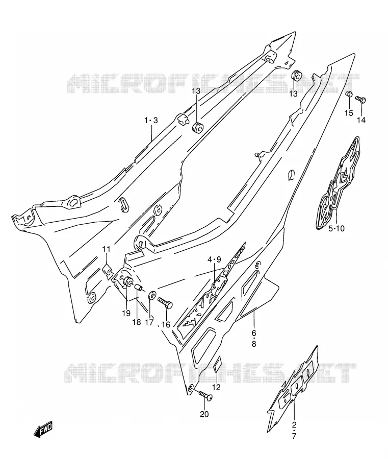 ACHTER KUIP  (MODELE R/S) Suzuki MOTO 600 GSX-F 1988  GSX600FUJ(E2)