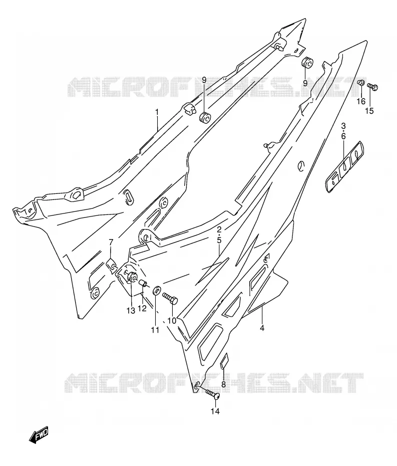 ACHTER KUIP  (MODELE T) Suzuki MOTO 600 GSX-F 1996  GSX600FUT(E2)