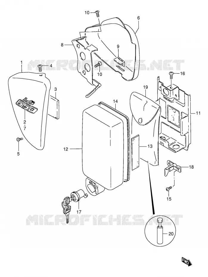 ACHTER KUIP  (MODELE W/X) Suzuki MOTO 650 BOULEVARD 2001  LS650PK1(E3/E28)