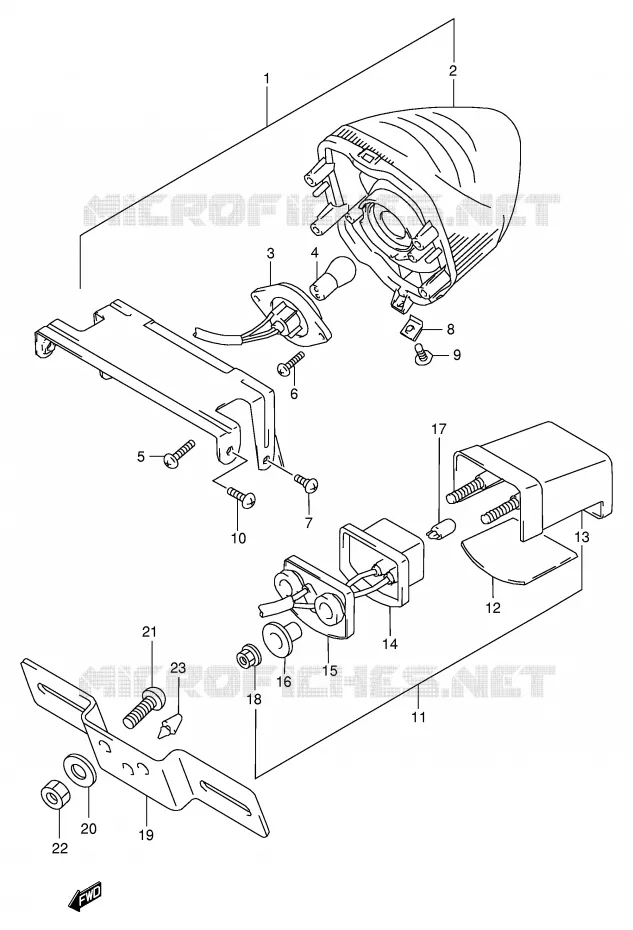 ACHTERLICHT (MODELE W/X/Y/K1/K2) Suzuki MOTO 600 GSX-F 2002  GSX600FK2(E2)
