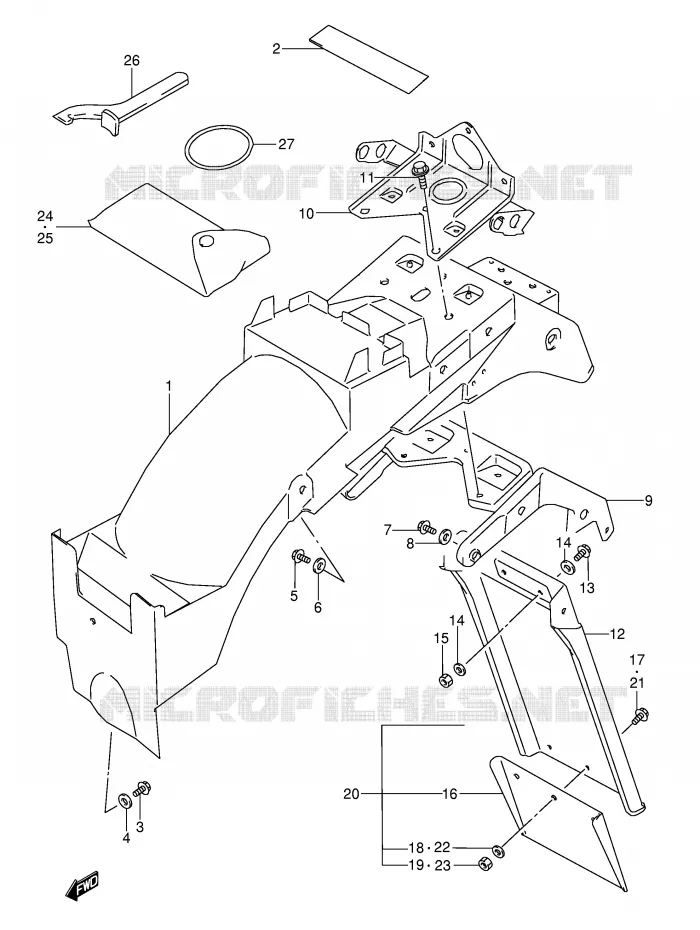 ACHTERSPATBORD (MODELE J/K/L/M/N/P/R) Suzuki MOTO 600 GSX-F 1988  GSX600FU2J(E2)