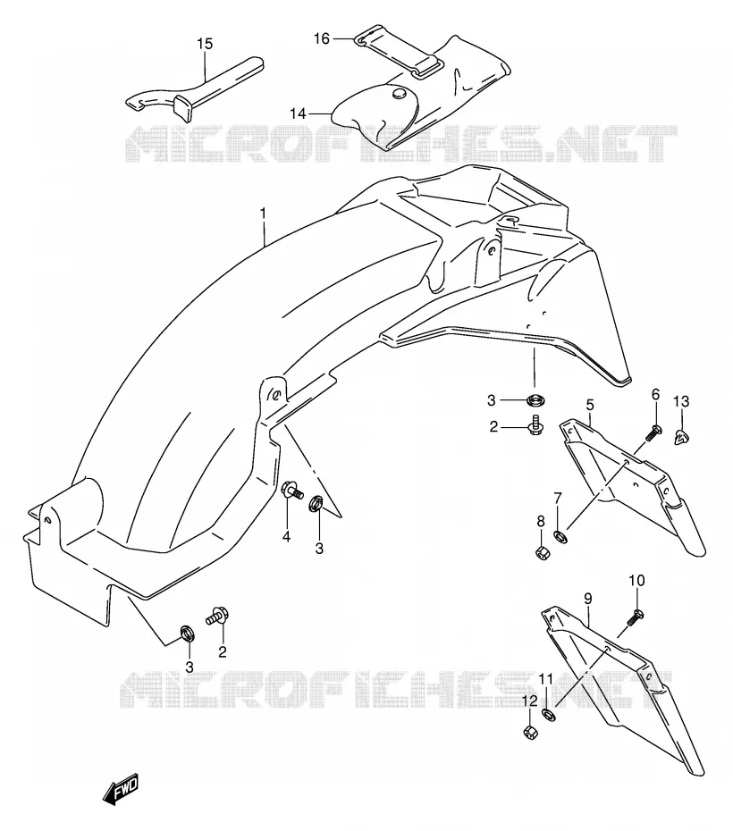 ACHTERSPATBORD (MODELE T) Suzuki MOTO 750 GSX-F 1995  GSX750FS(E2)