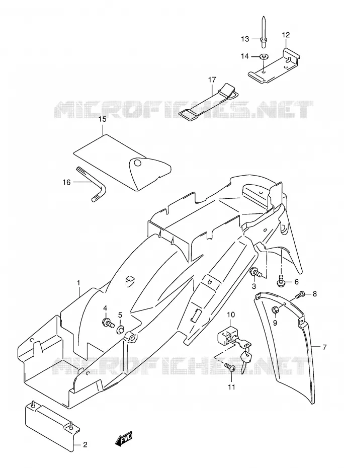 ACHTERSPATBORD (MODELE W/X/Y/K1/K2) Suzuki MOTO 750 GSX-F 1999  GSX750FX(E2)