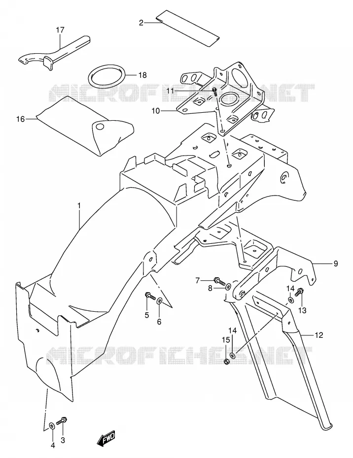ACHTERSPATBORD Suzuki MOTO 600 GSX-F 1997  GSX600FU2V(E2)