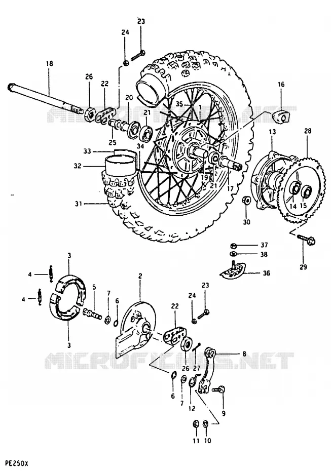 ACHTERWIEL Suzuki MOTO 250 PE 1981  PE250X(T/X)