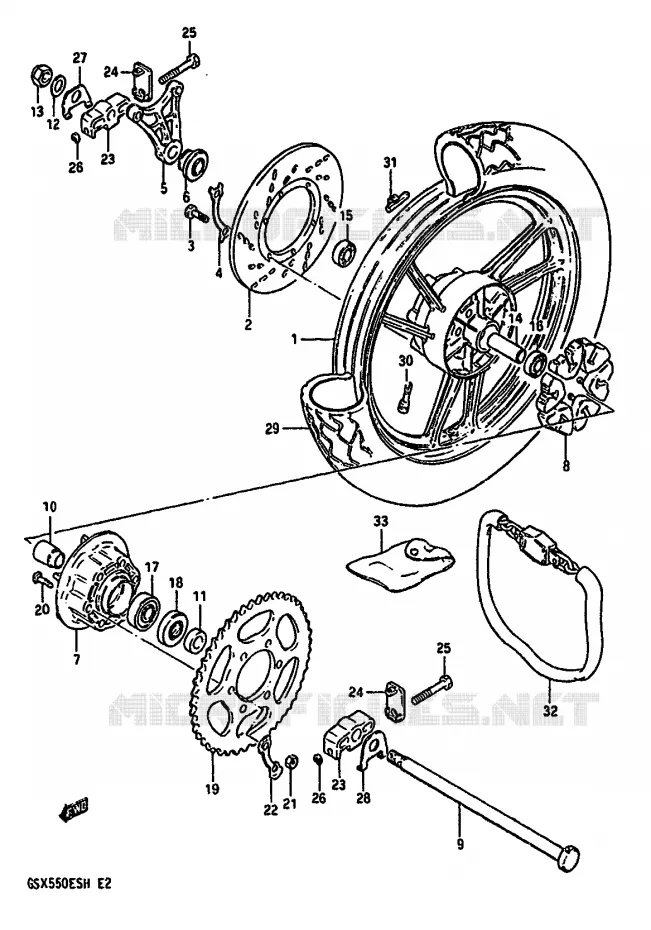 ACHTERWIEL Suzuki MOTO 550 GSX-E 1986  GSX550EFG(F/G/H)