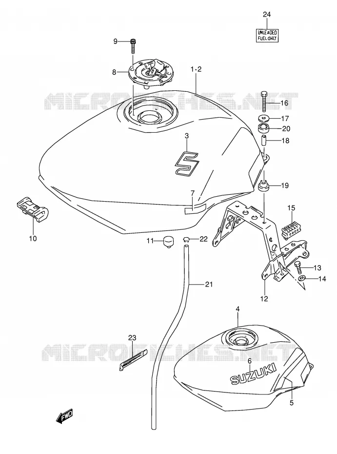 BENZINETANK (MODELE J/K/L) Suzuki MOTO 600 GSX-F 1996  GSX600FT(E2)