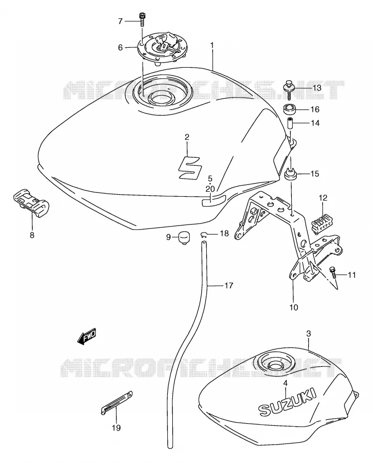 BENZINETANK (MODELE P/R/S) Suzuki MOTO 750 GSX-F 1994  GSX750FR(E2)