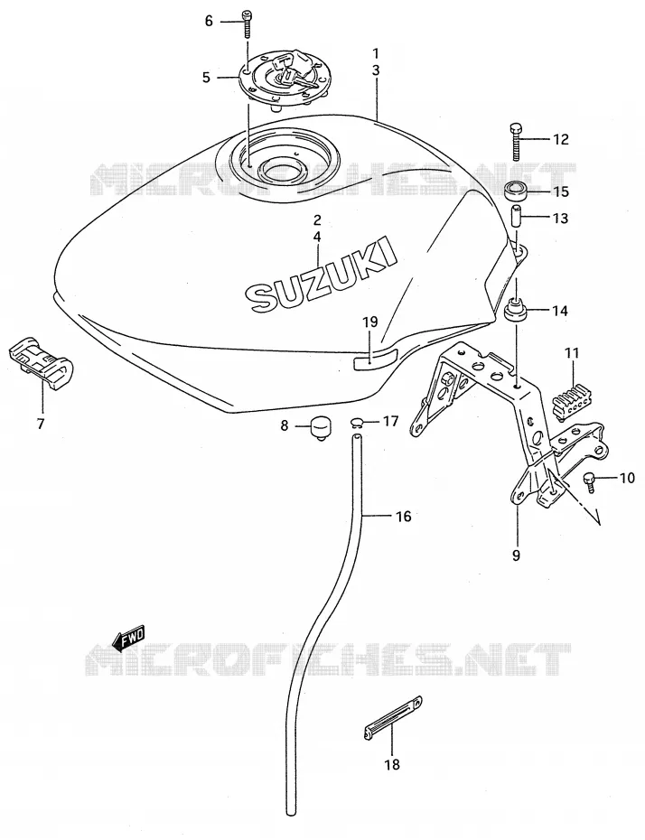 BENZINETANK (MODELE P/R/S/T) Suzuki MOTO 600 GSX-F 1991  GSX600FU2M(E28)